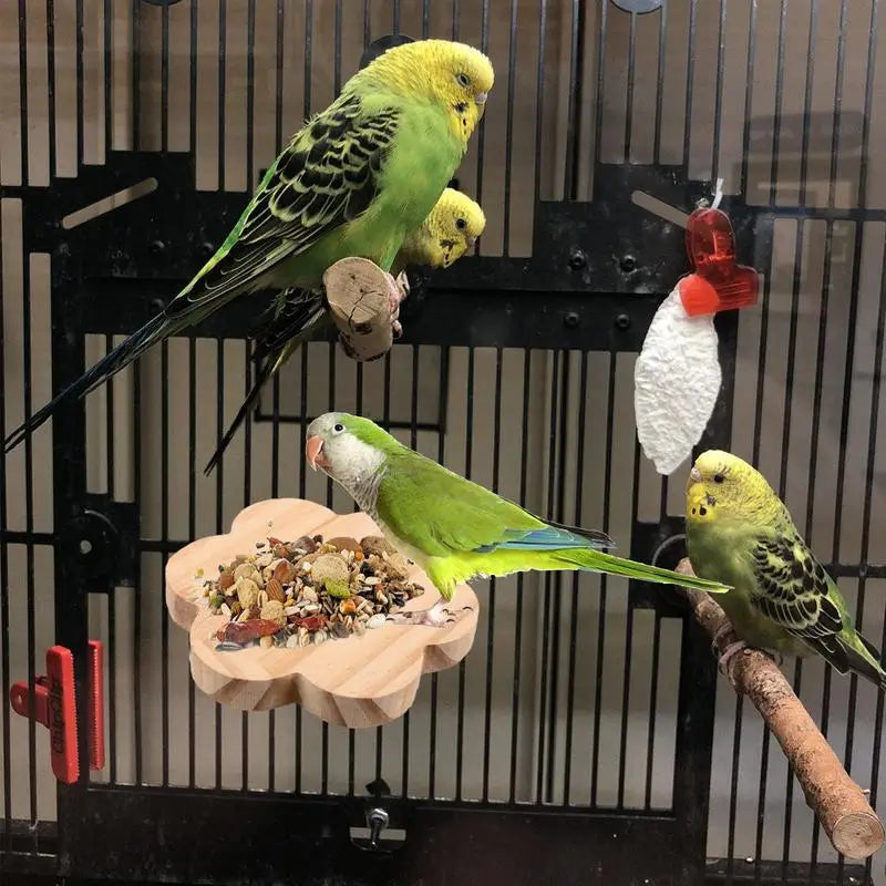 Bird Perches for Cage Natural Wooden Platform Stand for Parrot Bird Perch Stand Toy Stand Playground Budgie Toys Parakeet Cage