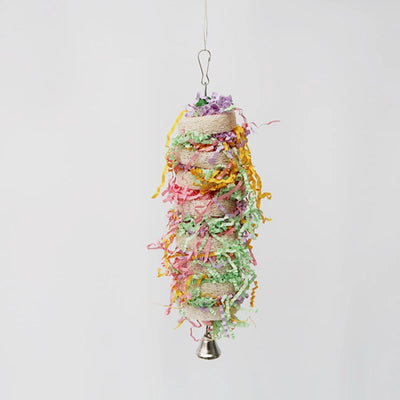 Funny Bird Toys Parrot Toys Swing Parrot Cage Natural loofah Hanging Cockatiel with Bell Parakeet Pet Bird Bites Climb Chew Toys