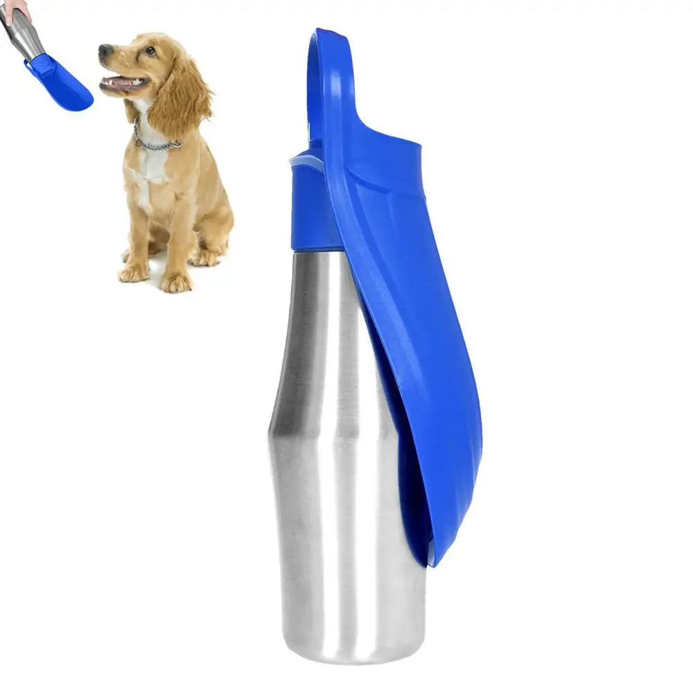 Portable Water Bottle For Dogs 27oz Stainless Steel Travel Water Dispenser Pet Accessories 2 In 1 Dog Water Bowl For Most Sizes