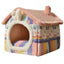 Cute Luxury Cat Villa Cat Bed Winter Warmth Fully Enclosed Removable Cushion Pillow Cat Tent Cat Dog Pet Nest Girl Pink PP Cotto