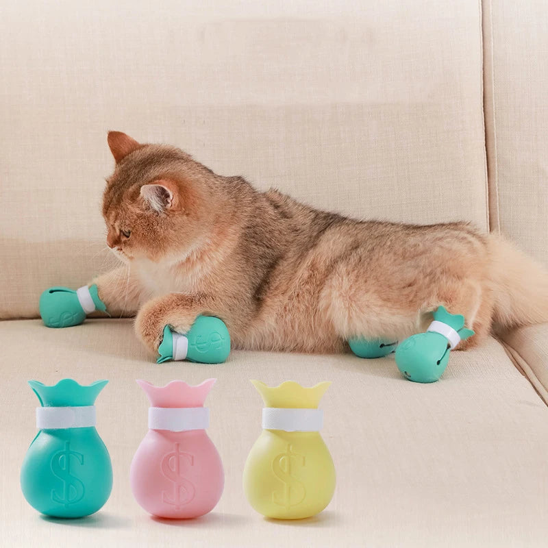 Silicone Anti-scratch Cat Foot Shoes for Grooming Bath Washing Claw Paw Cover Protector Silicone Pet Grooming Tools