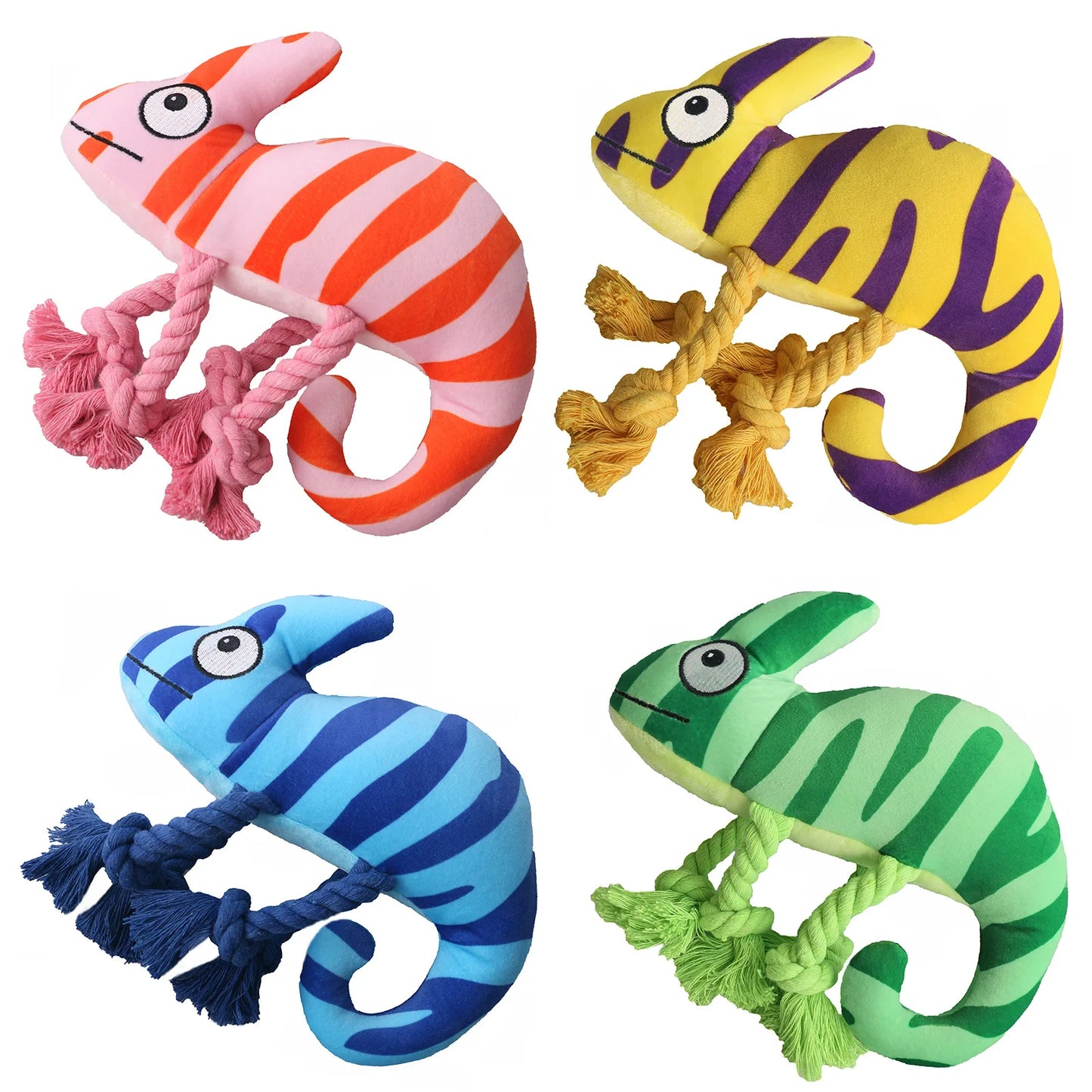Dog Plush Toy Cross Border Plush Filled Striped Chameleon Lizard Squeaking Pet Toy Dog Toy Fleece Squeak Toys