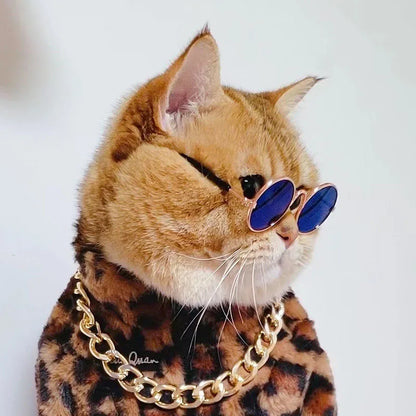 Anti-slip Cat Sunglasses Pet Accessories Small Dog Sun Glasses Classic Retro Circular Glasses for Kitten Photos Props Cosplay