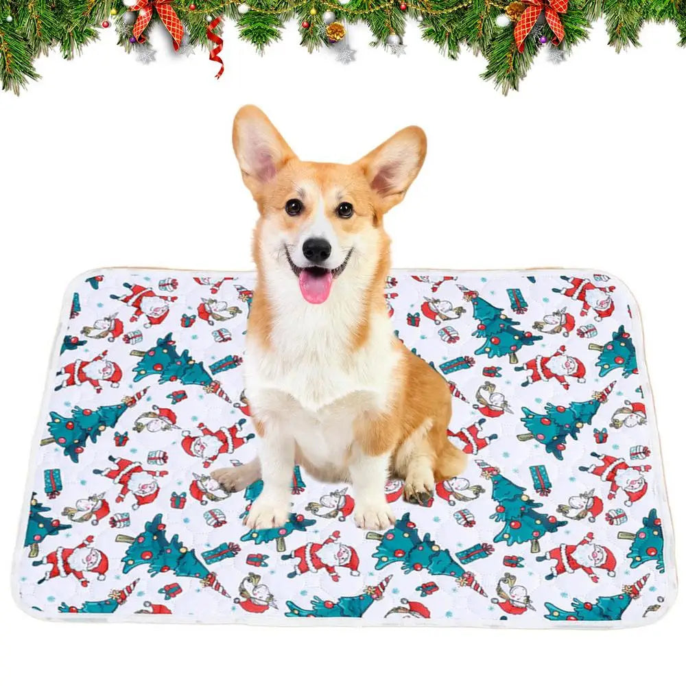 Reusable Puppy Pads Christmas Theme Pet Pee Pads Leak-Proof Puppy Pads Pee Pee Pads Super Absorbent Whelping Mat 60*45cm