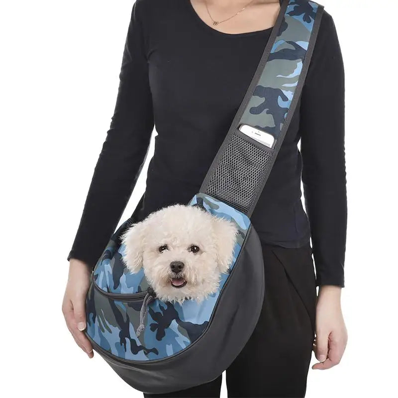 Dog Cat Sling Carrier Breathable Crossbody Puppy Carrying Purse Bag Thick Padded Adjustable Shoulder Strap Sling Bag Carrier For