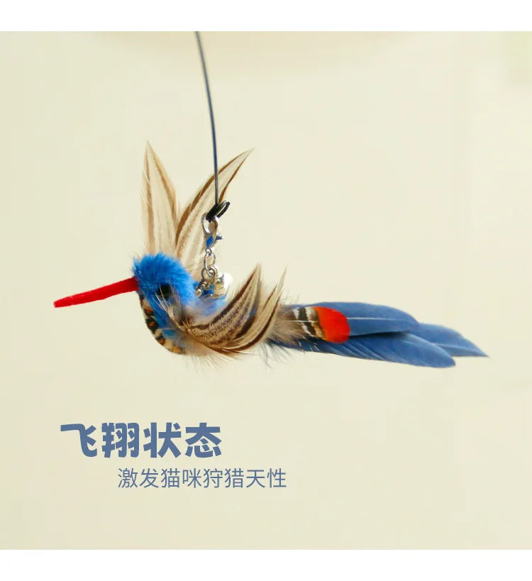 New Handfree Bird/Feather Cat Wand with Bell Powerful Suction Cup Interactive Toys for Cats Kitten Hunting Exercise Pet Products
