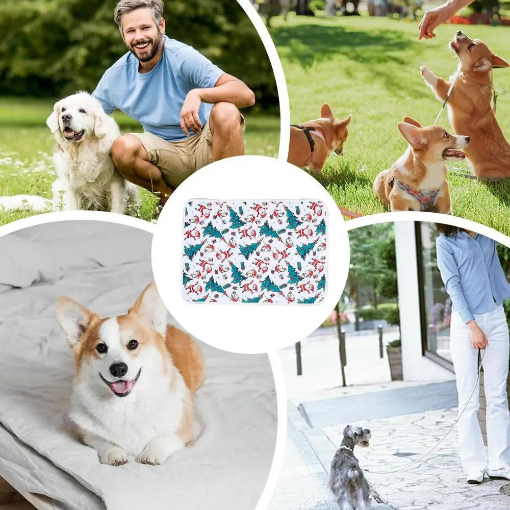 Reusable Puppy Pads Christmas Theme Pet Pee Pads Leak-Proof Puppy Pads Pee Pee Pads Super Absorbent Whelping Mat 60*45cm