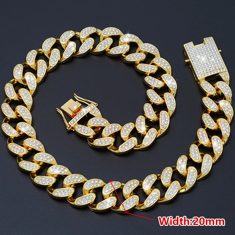Dog Chain Diamond Cuban Collar,with Design Secure Buckle,Walking Metal Chain Collar,Pet Cat Cuban Collar Jewelry Accessories