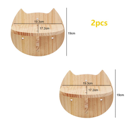 Solid Wood Wall Mounted Cat Tree Wooden Shelves Segment Ladders with Hammock and Cat House Cat Bridge for Kittens Perch Sleeping