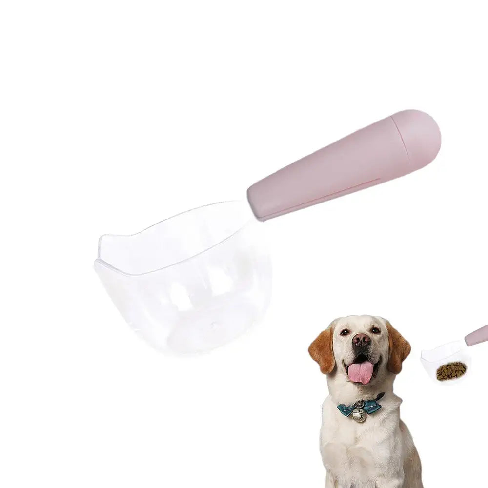 Dog Food Scoop Cat-Ear Shape Food Scoopers Kitten Food Measuring Cups Clear Convenient Scoops Bag Sealing Clip for Dry Dogs