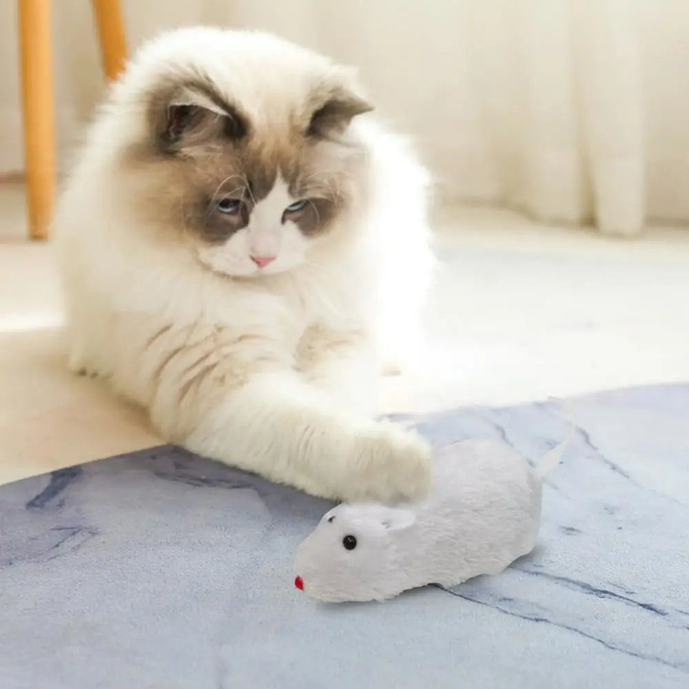 Wind Up Mouse Cat Toy Plush Wind Up Mouse Shape Cat Toys Kitten Stuffed Toy Decorative Interesting Cat Chasing Toys For Pet Shop