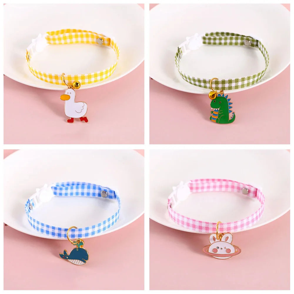 Pet Supplies Accessories for Cats Adjustable Cat Necklace for Kitten Puppy Small Dog Cat Breakaway Bell Collar with Cute Pendant