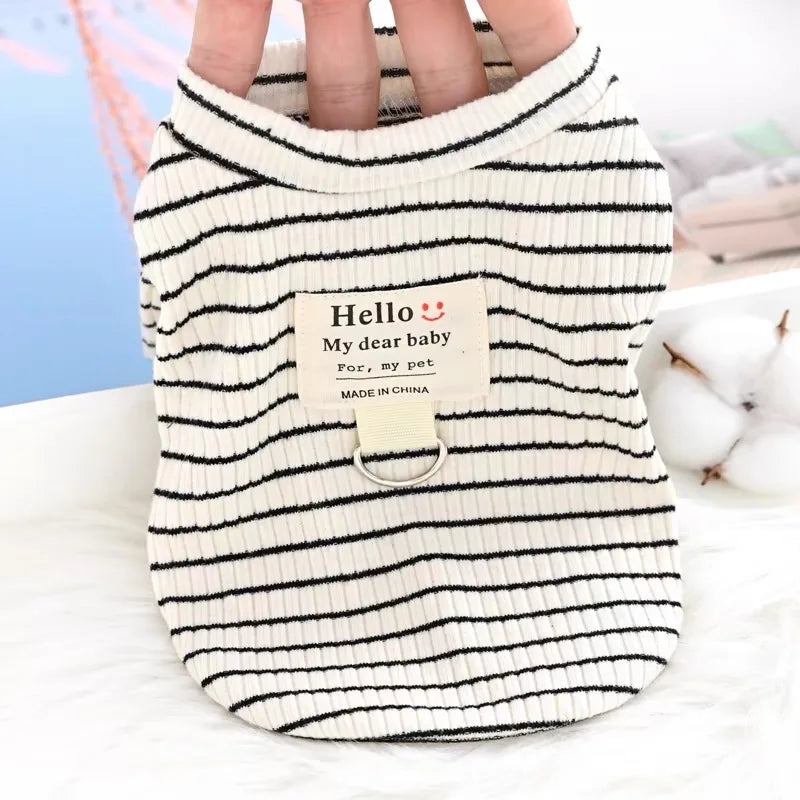 Summer Dog Clothes Pet Dog Vest Dress Dog Knitted Striped Dog T Shirt Chihuahua Bichon Clothing Kitten Puppy Girls Dog Costume