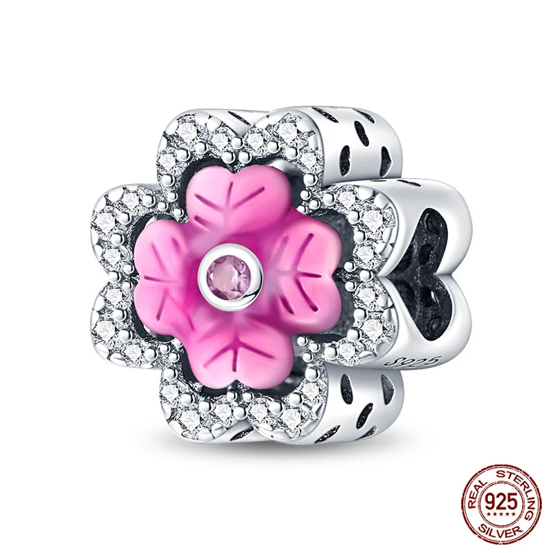 Fit Pandora 925 Original Bracelet 925 Silver Plate Flower Bird Series Charms Beads For Women Fashion DIY Jewelry Gifts Making
