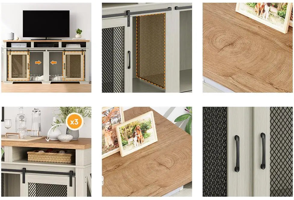 Cross-border Amazon Pet Furniture Dog Cage Wooden Iron Wood Kennel Double Door TV Cabinet Indoor Pet Cabinet Box