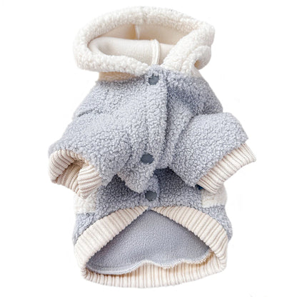 Fashion Patchwork Dog Hoodies "New York" Thick Warm Fleece Dog Hooded Coat Winter Dog Clothes for Small Medium Dogs Pet Apparel