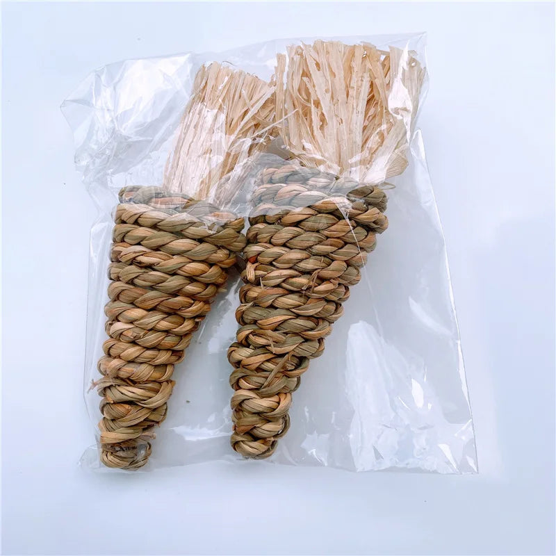 Natural Straw Rope Carrot Hamster Molar Chew toy Small Pets Toys For Hamster Rabbit Grinding Products Gnaw Toy Supplies New