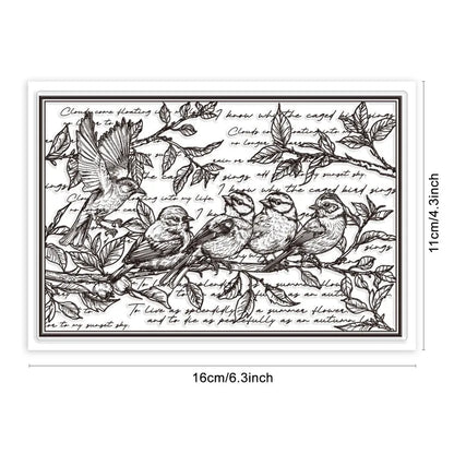 1pcs Bird Branch Silhouette Clear Stamps Birds Trees Clear Rubber Stamps Silicone for DIY Scrapbooking Photo Album 6.3x4.33inch