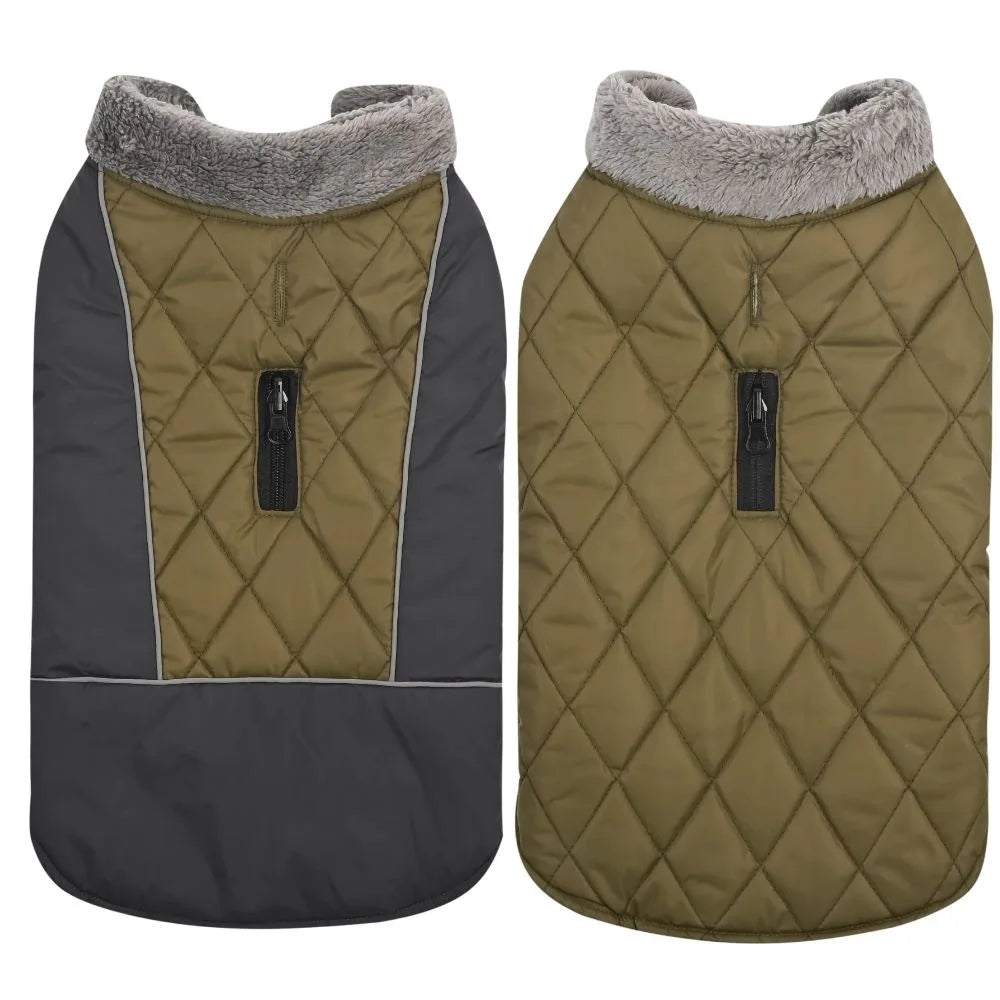 Warm Fleece Collar Dog Coat Jacket Double-Sided Winter Dog Coat Waterproof Puppy Clothing For Small Medium & Large Dogs Supplies