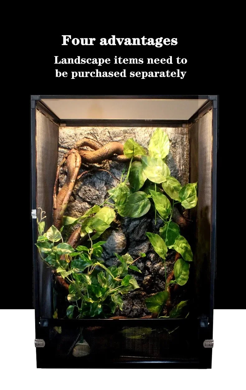 Reptile Detachable Habitat Tank Terrarium Transparent Aluminium Air Screen Cage Front Opening Door Full View Lizard Chameleon