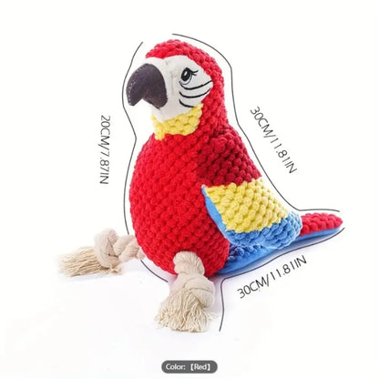 A Red Parrot-Shaped Plush Pet Funny Toy That Makes Sounds And Is Designed for Cute Dogs to Chew And Clean Their Teeth Dog Toy