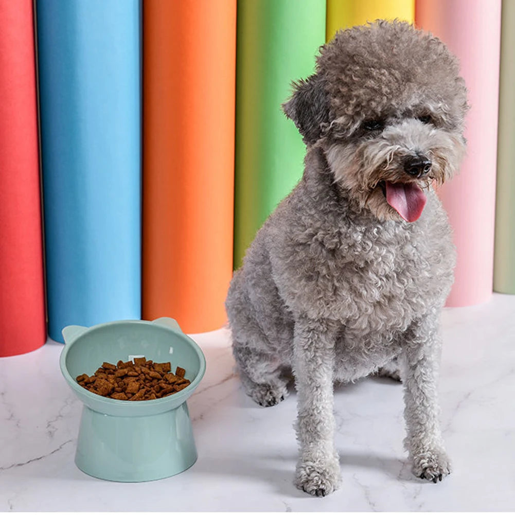Pet Cat Dog Bowl High Foot Dog Bowl Neck Protector Cat Pet Food Water Bowl Anti-Overturning Binaural Washable Pet Feeding Bowl