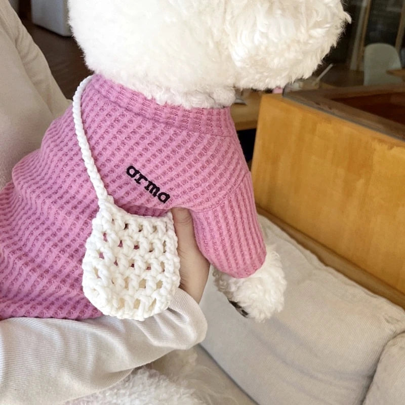 Cute Bow Dog Vest 2024 Dog Clothes Puppy Pullover Summer Pet Clothes Breathable Two-Legged Clothes Solid Color Cat Pet Products