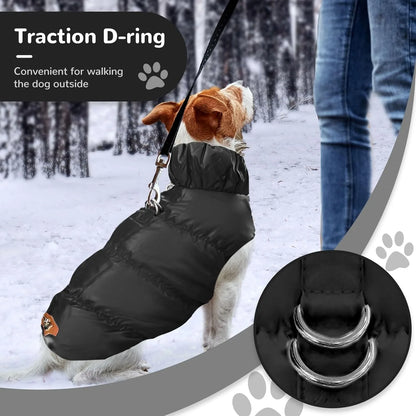 Winter Dog Down Jacket for Small Medium Dogs, Thicken Warm Puppy Puffer Jacket Turtleneck Padded Coat Cold Weather Dog Clothes