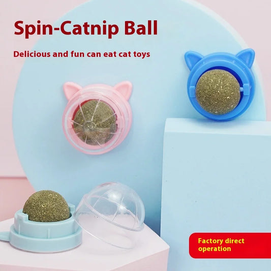 Rotating Cat Mint Ball New Cat's ears (Steamed cat-ear shaped bread) Pet Molar Toy Interactive Lickle Pet Products