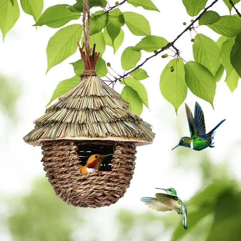 Creative Handmade Grass Hummingbird Houses, Yard Decoration, Nesting for Home, Patio, Porch, Tree, Courtyard, Yard