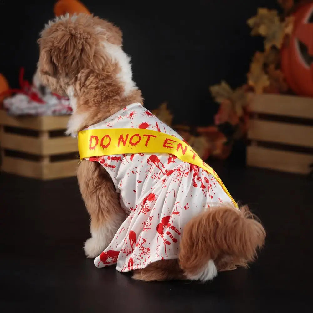 Dog Halloween Clothes Pet Dress Bloody Halloween Costume Dog Halloween Blood Skirt Halloween Seals Clothes Puppy Cosplay Costume