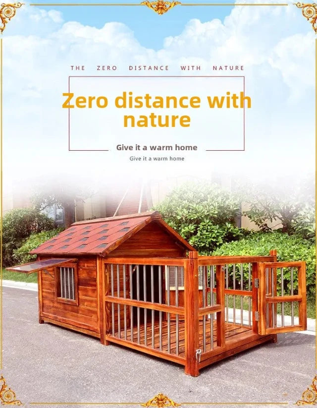 Outdoor Waterproof Solid Wood Kennel Medium and Large Dog Golden Retriever Kennel House Rainproof Outdoor Four Seasons