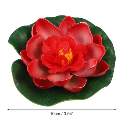 Uxcell 10PCS 10cm Aquarium Floating Artificial Flower Fake Lotus Plant Pond Micro Landscape Garden Fish Tank Tools Accessories
