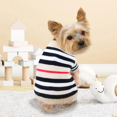 Autumn Winter Dog Clothes Chihuahua Bichon Pet Dog Sweater Soft Striped Cardigan Coat Puppy Warm Knitted Jacket Dog Girl Costume
