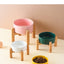 1800ml Big Dogs Bowl Double Ceramic Elevated Pet Food Water Feeders Small Medium Large Dog Feeding Supplies with Wooden Stand