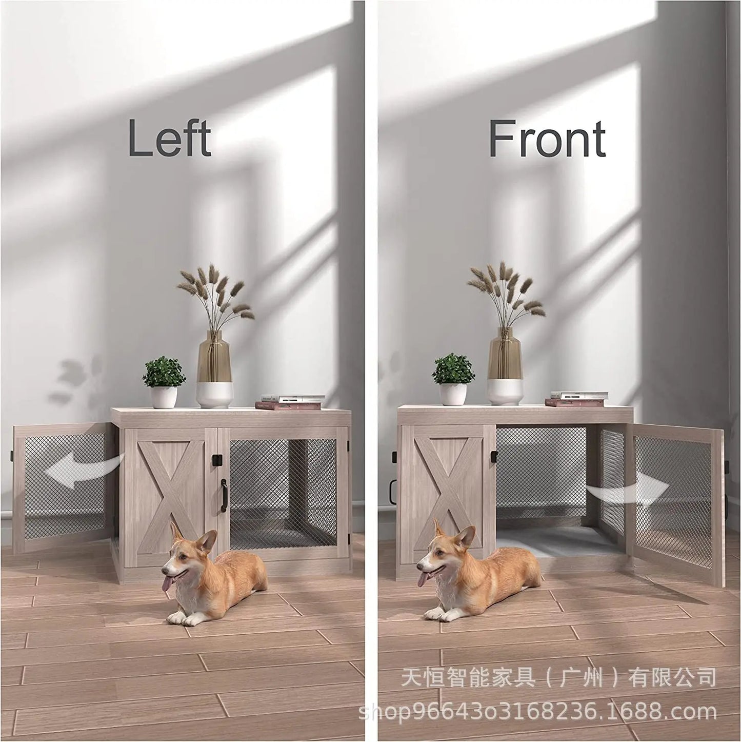 Dog cage furniture Wooden  side coffee table Indoor  dog house for small, medium and large pet cages can be cus
