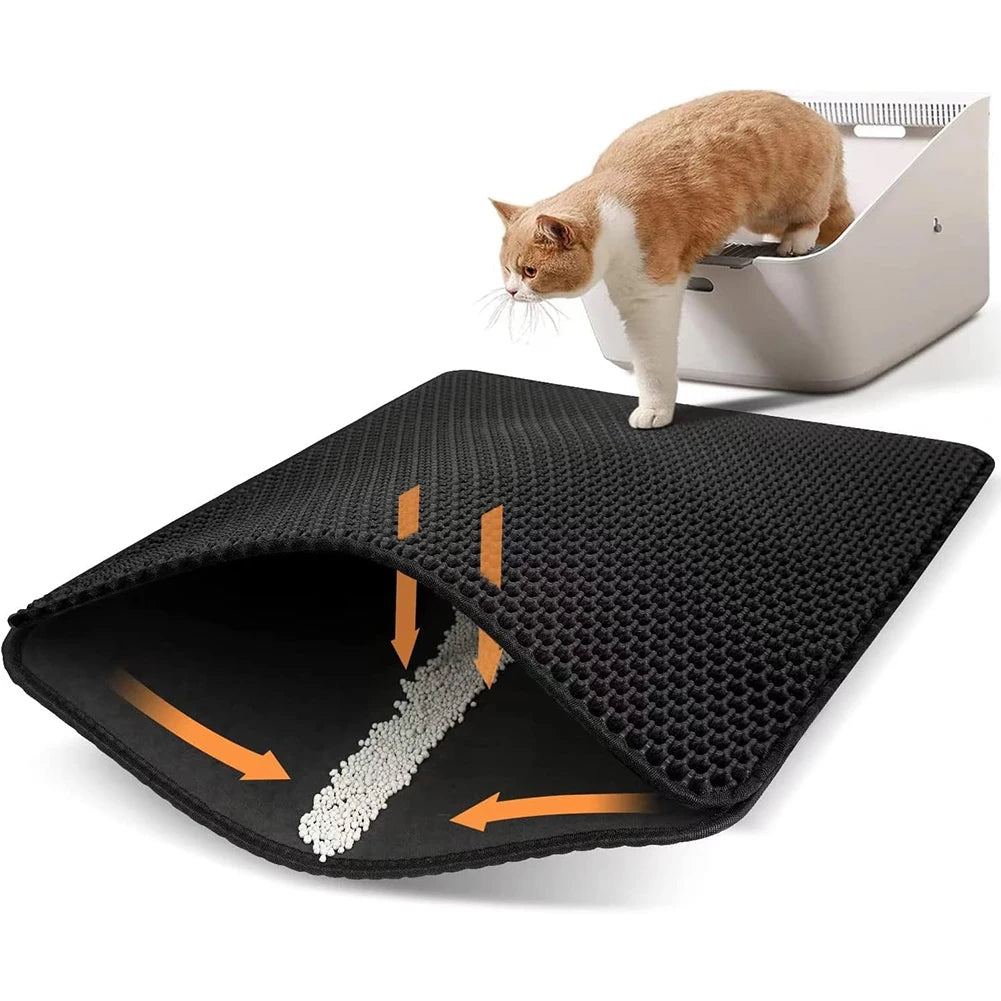 Cat Litter Mat 1 Pack Double Layer Waterproof Urine Proof Trapping Mats Non-Slip Easy to Clean Large Toilet Foot Pad