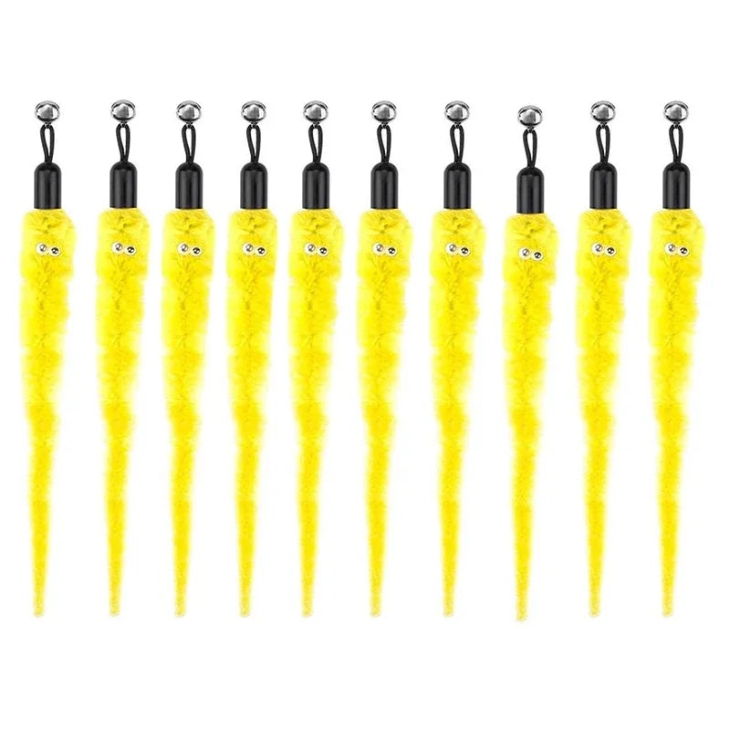 Funny Cat Stick Toy Furry Feather with Bell Cat Stick Toy Kitten Playing Pet Accessories Worm on A String Cat Toys Interactive