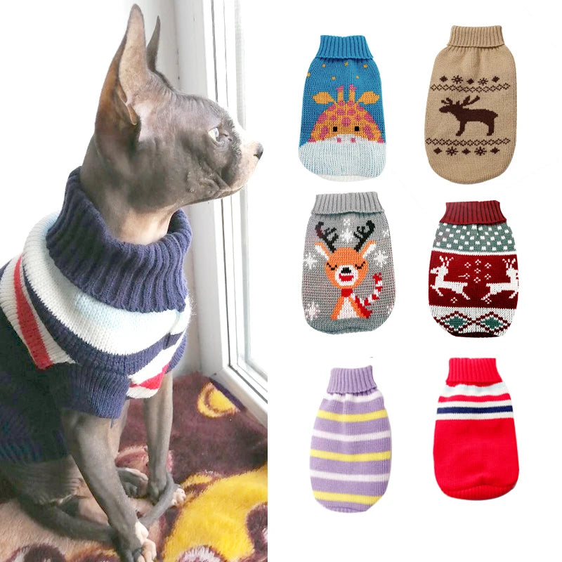 Dogs Sweater Winter Knitted Dog Jumpers For Small Large Dogs Designer Cat Chihuahua Warm Clothes For Small Breeds Dogs Christmas