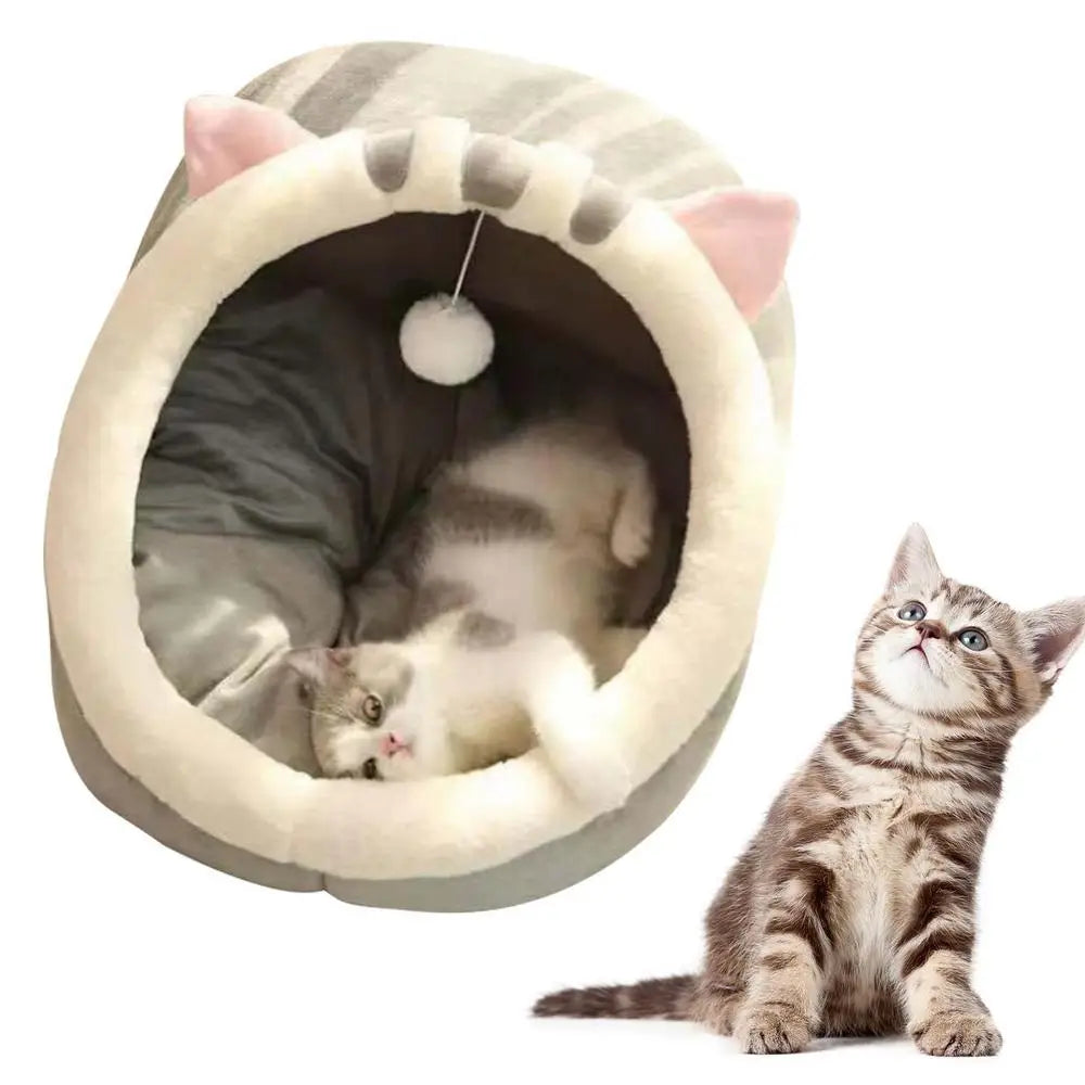 Cat Bed Warm Pet House Kitten Cave Cushion Cat House Round Cat Cushion Cat House 2 In 1 Warm Cats Basket Pet Sleep Bag