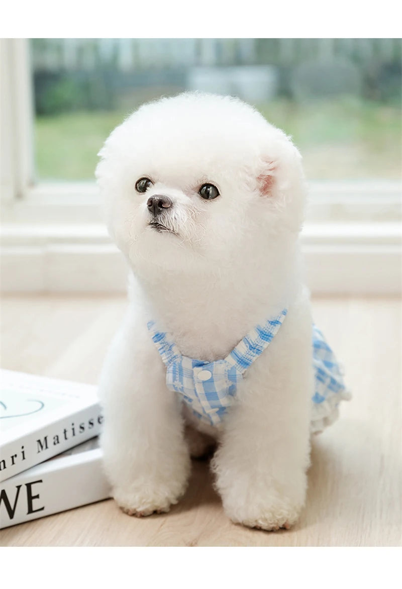 Princess Lattice Dog Fancy Dress Lace Bow Tie Vest Skirt Clothing for Cats Pearl Female Puppy Overalls Lovely Pet Dog Clothes