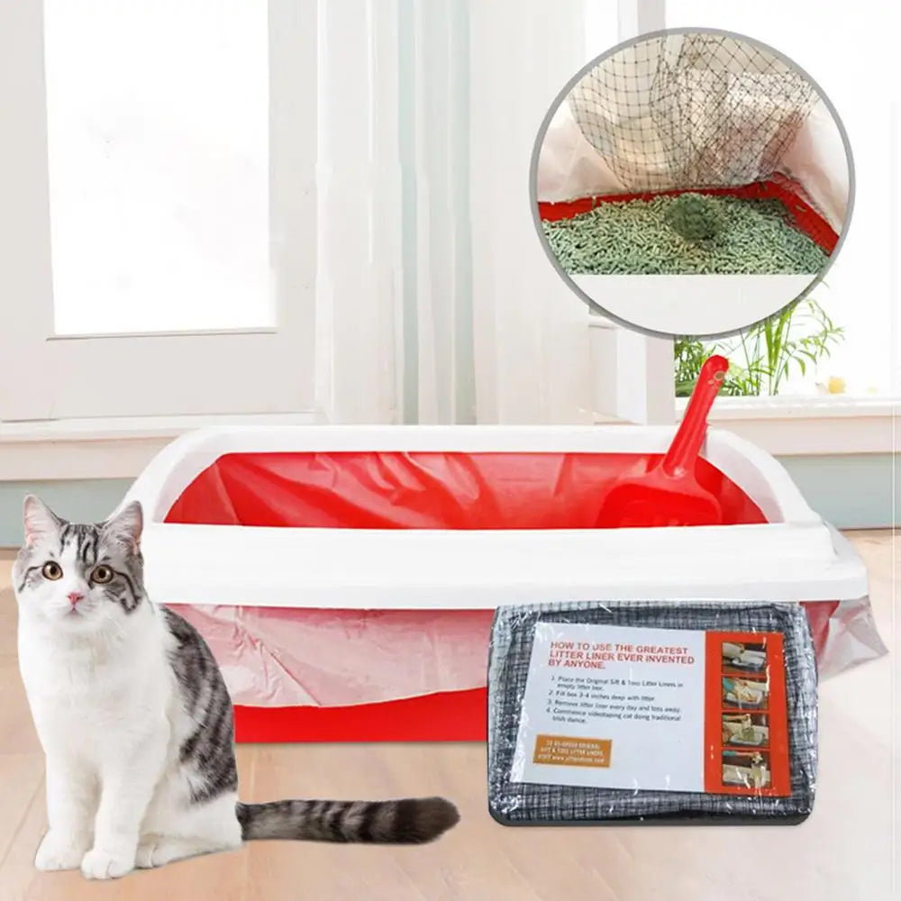 Durable Cat Litter Bags Liners 10Pcs Reusable Cat Litter Liners Bag Pet Hygienic Litter Box Liner Pet Cat Excrement Liners