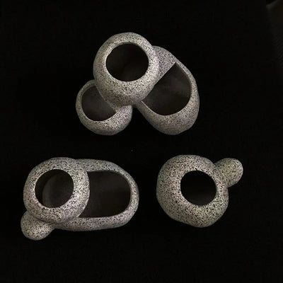 Ceramic Aquarium Decor Rock Cave Stone Decoration Fish Tank Breeding Housing Shelter Ornament Planting Cup Decorations Filter