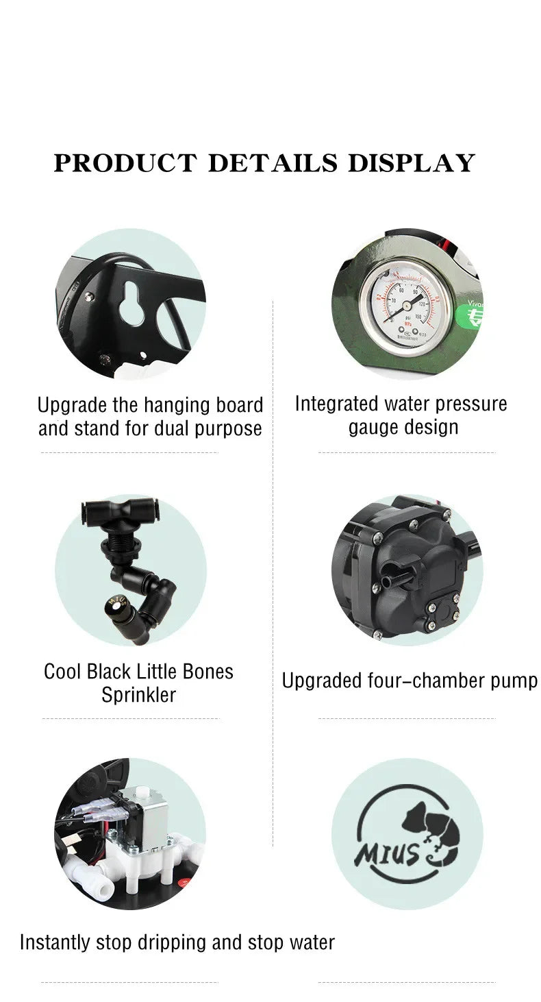 MIUS 2 Generation Reptiles Fogger Humidifier D Series Rainforest Spraying System Kits High Pressure Silent Pump Fog Machine