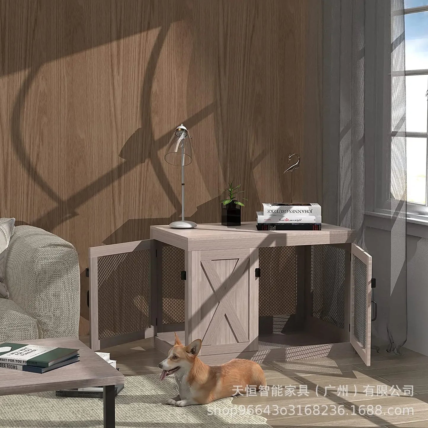 Dog cage furniture Wooden  side coffee table Indoor  dog house for small, medium and large pet cages can be cus
