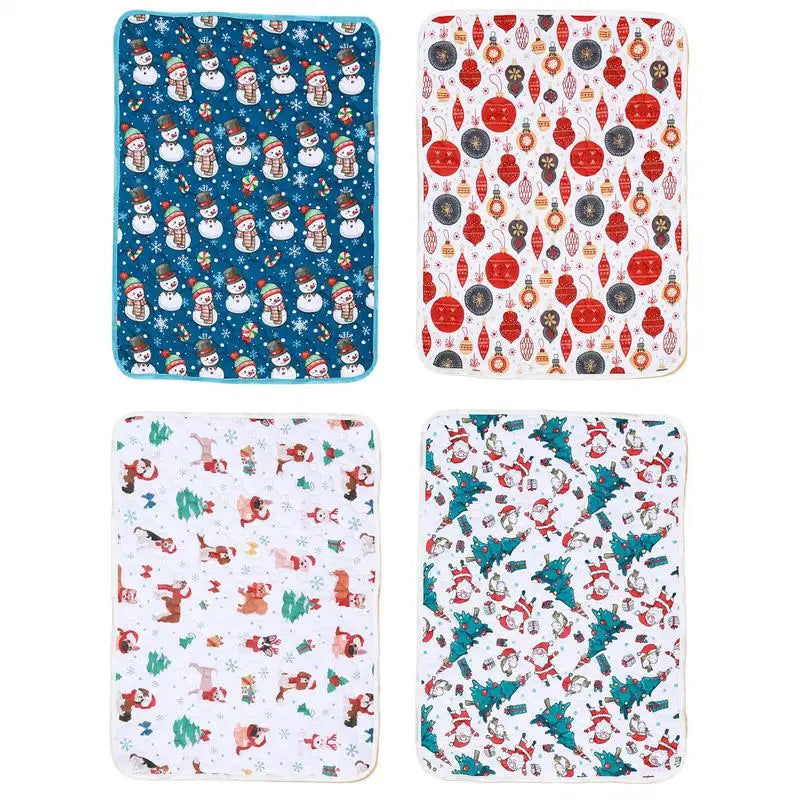 Reusable Puppy Pads Christmas Theme Pet Pee Pads Leak-Proof Puppy Pads Pee Pee Pads Super Absorbent Whelping Mat 60*45cm