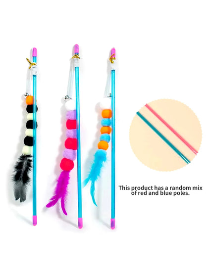 1 PCs New Elastic String Imitated Furs Bug Funny Cat Stick Suitable for Cats