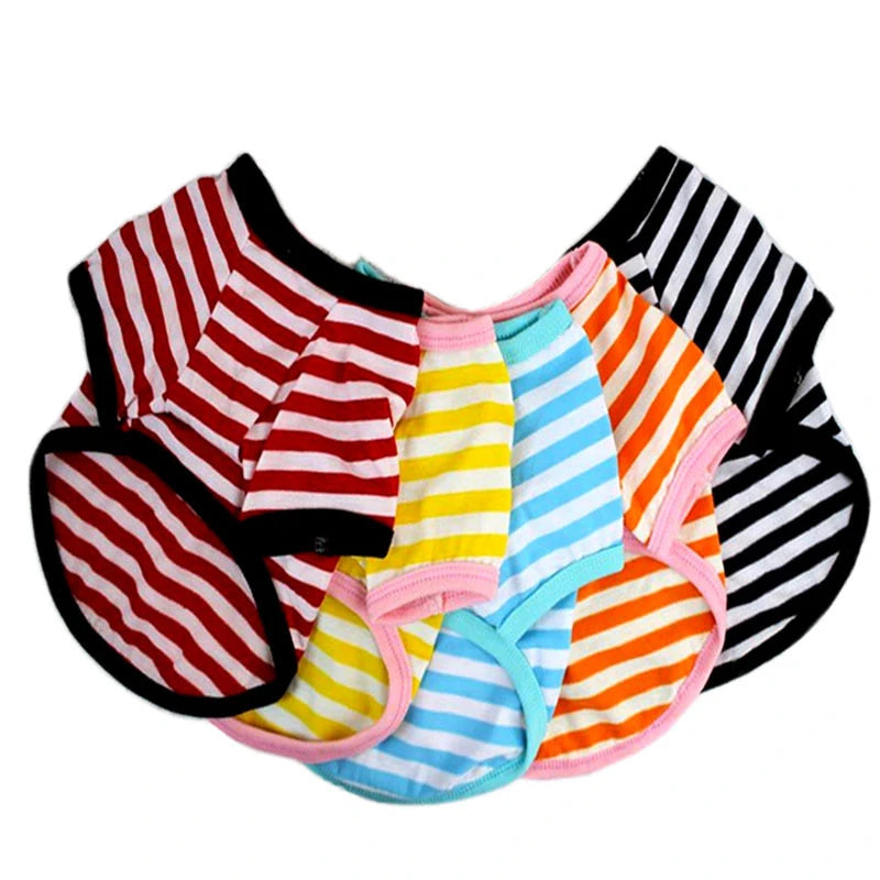 Stripe Dog T-shirt for Small Medium Dogs Cats Puppy Short Sleeve Cotton Shirt Pet Dog Summer Clothes French Bulldog Terrier