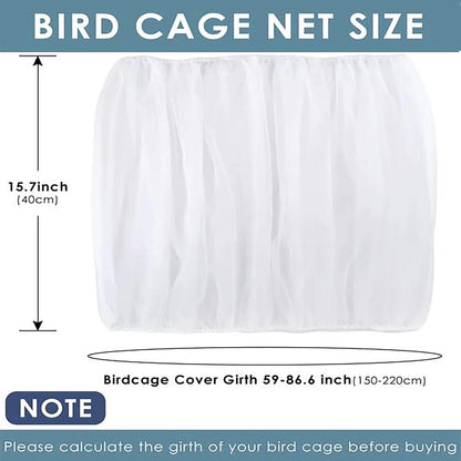 Adjustable Bird Cage Net Cover Birdcage Seed Feather Catcher Soft Skirt Guard Birdcage Nylon Mesh Netting for Round Square Cages