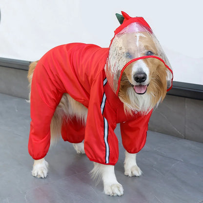 Frog Dinosaur Shape Dog Raincoat Costume for Medium and Large Dogs Waterproof Pet Jumpsuit Clothes Dog Rain Jacket for Labrador
